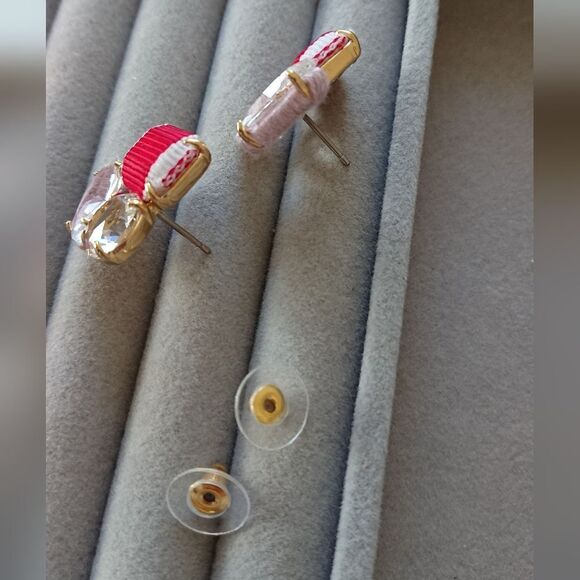 J. Crew Cluster stone earrings - clear, pink and red - Picture 5 of 8